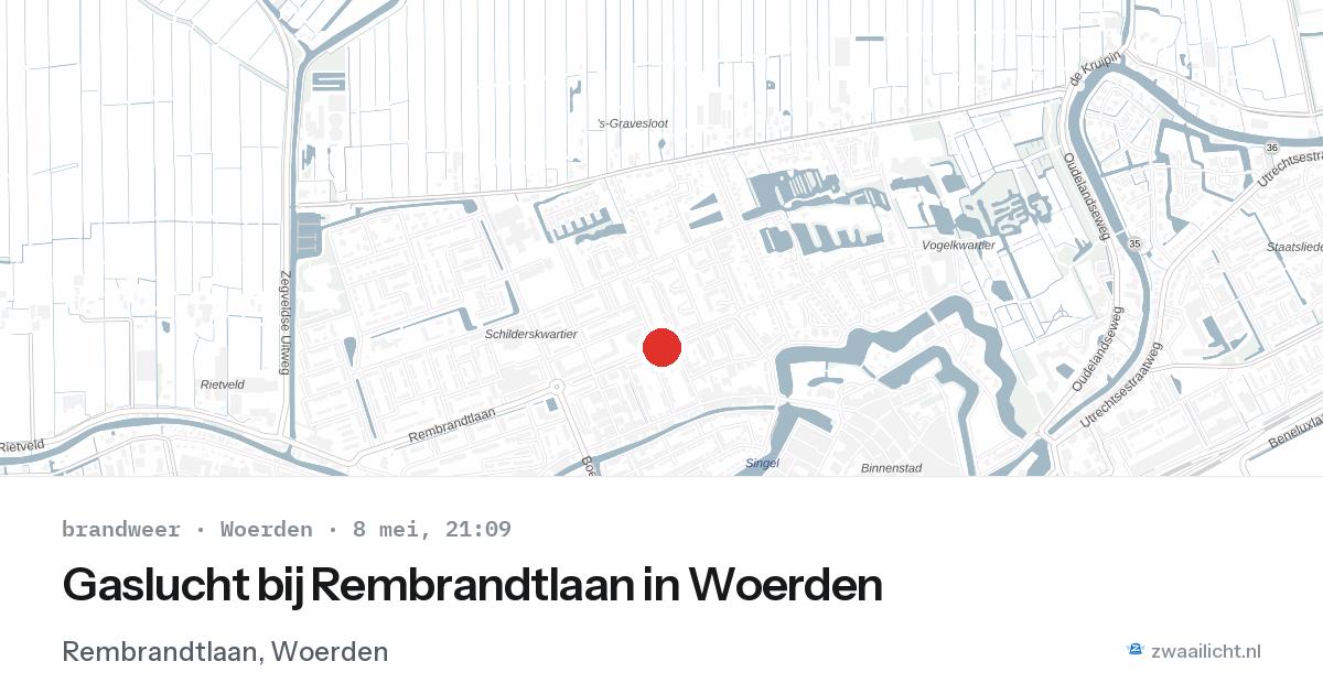 Gaslucht bij Rembrandtlaan in Woerden — 8 mei 2026