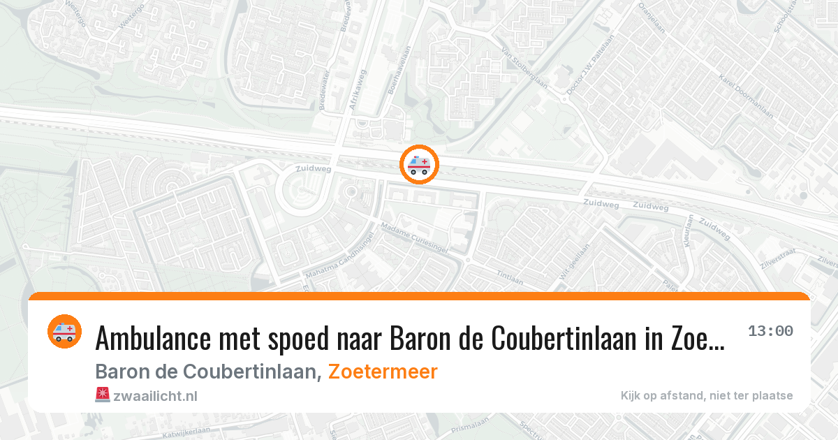 Ambulance met spoed naar Baron de Coubertinlaan in Zoetermeer — 5 mei 2026