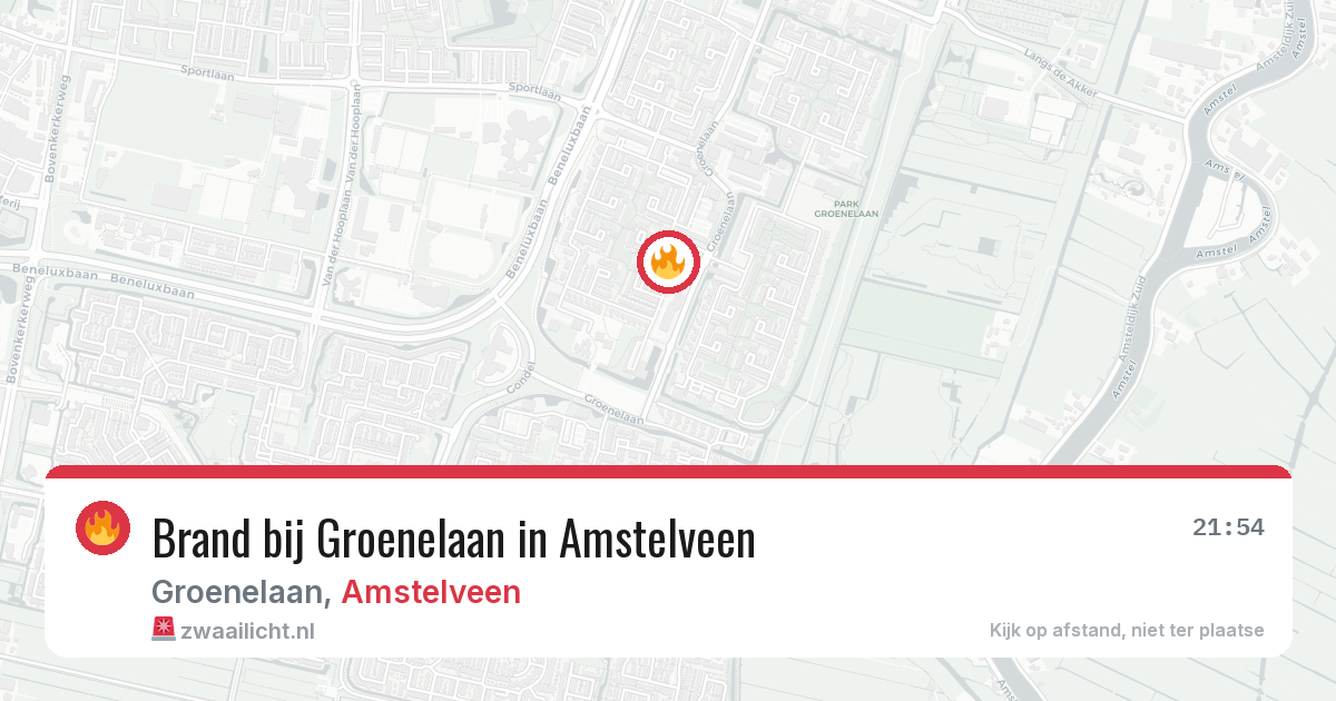 Brand bij Groenelaan in Amstelveen — 22 apr 2026