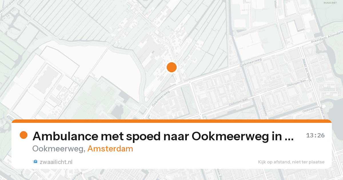 Ambulance met spoed naar Ookmeerweg in Amsterdam — 17 aug 2026