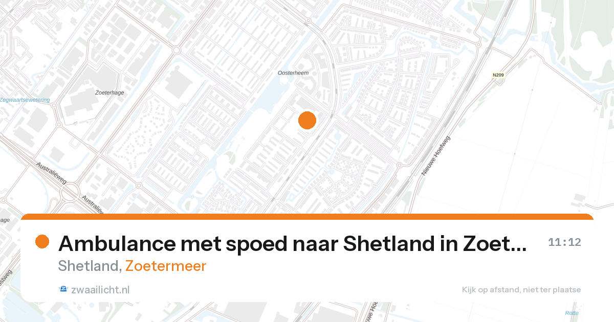 Ambulance met spoed naar Shetland in Zoetermeer — 28 aug 2026