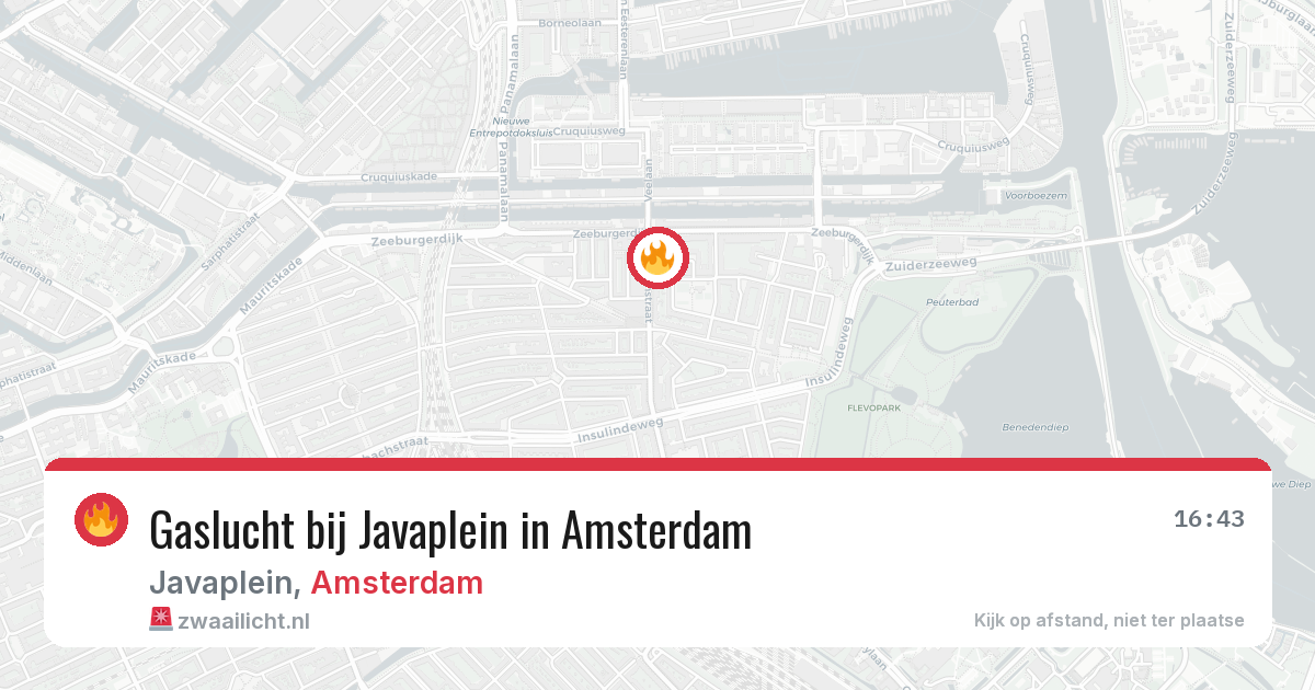 Gaslucht bij Javaplein in Amsterdam — 14 mei 2026