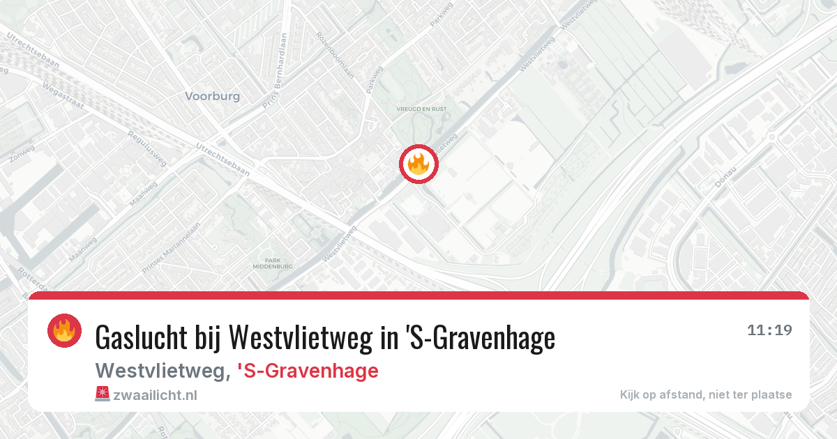 Gaslucht bij Westvlietweg in 'S-Gravenhage — 31 mrt 2026