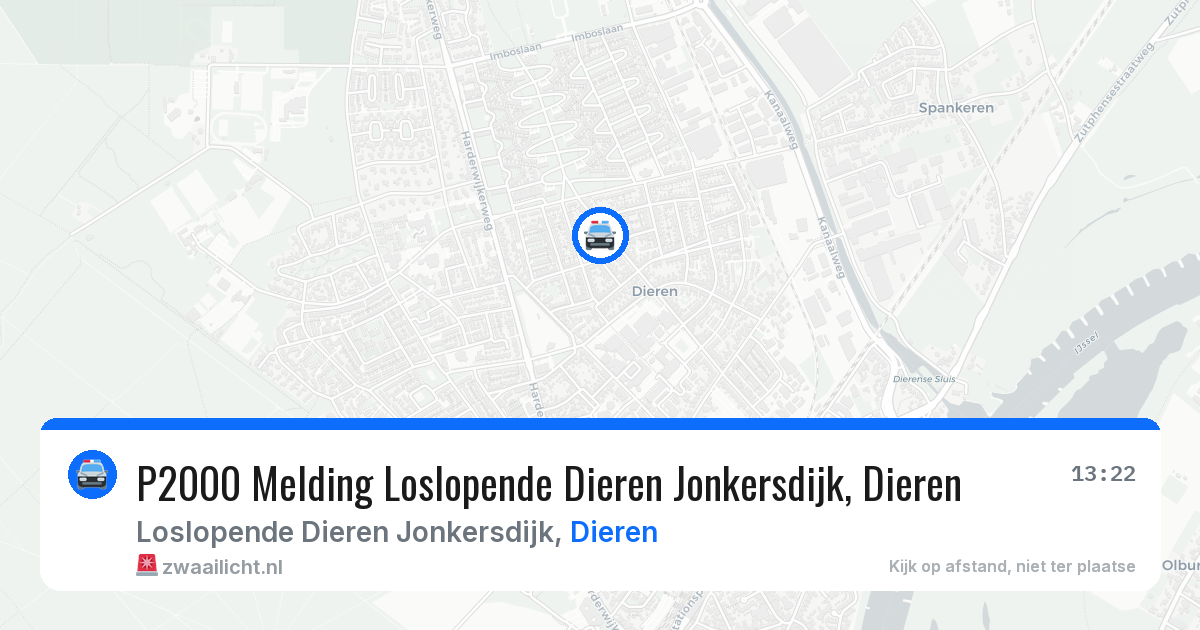 P2000 Melding Loslopende Dieren Jonkersdijk, Dieren — 2 aug 2026