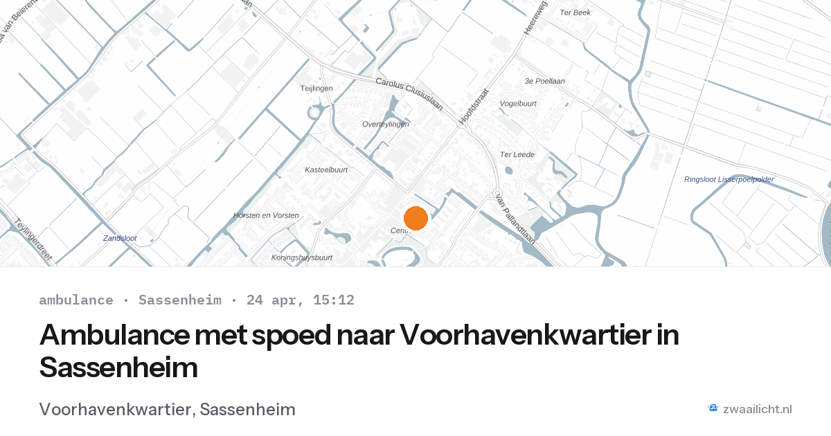 Ambulance met spoed naar Voorhavenkwartier in Sassenheim — 24 apr 2026