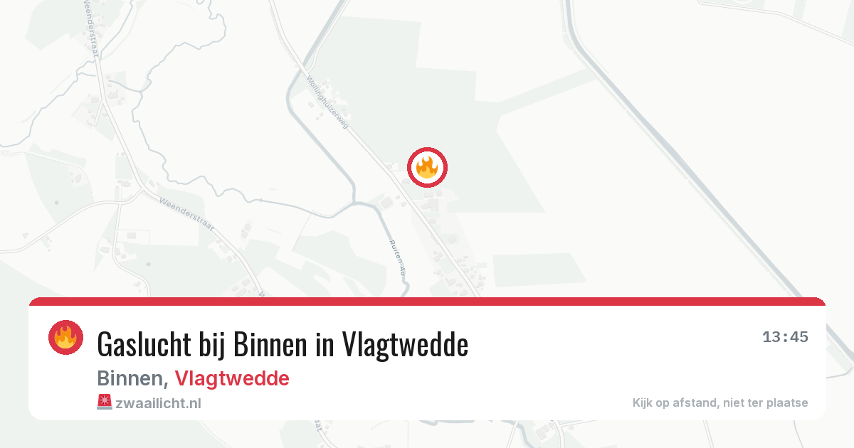 Gaslucht bij Binnen in Vlagtwedde — 8 jun 2026