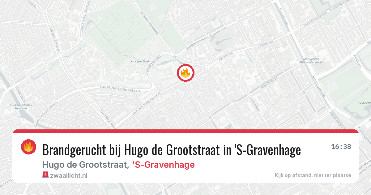Brandgerucht bij Hugo de Grootstraat in 'S-Gravenhage — 16 jul 2026