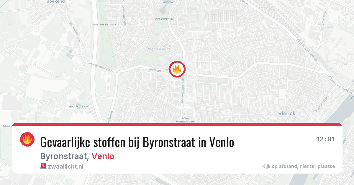 Gevaarlijke stoffen bij Byronstraat in Venlo — 4 aug 2026