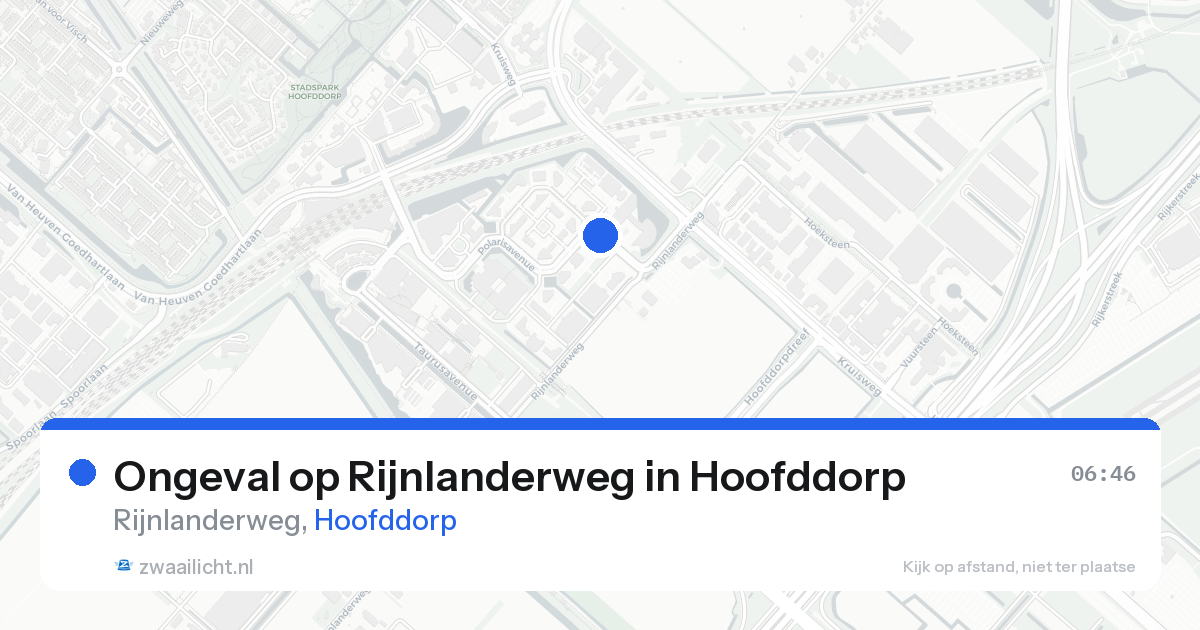 Ongeval op Rijnlanderweg in Hoofddorp — 20 aug 2026