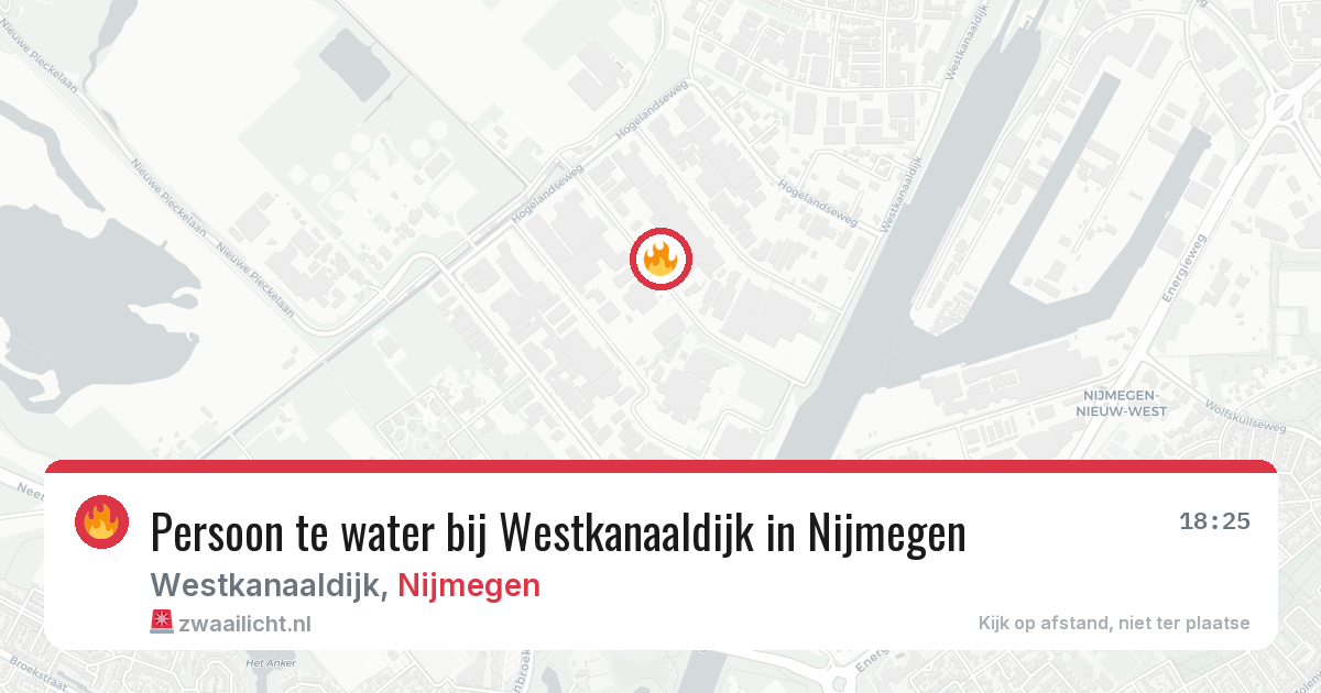 Persoon te water bij Westkanaaldijk in Nijmegen — 14 jun 2026
