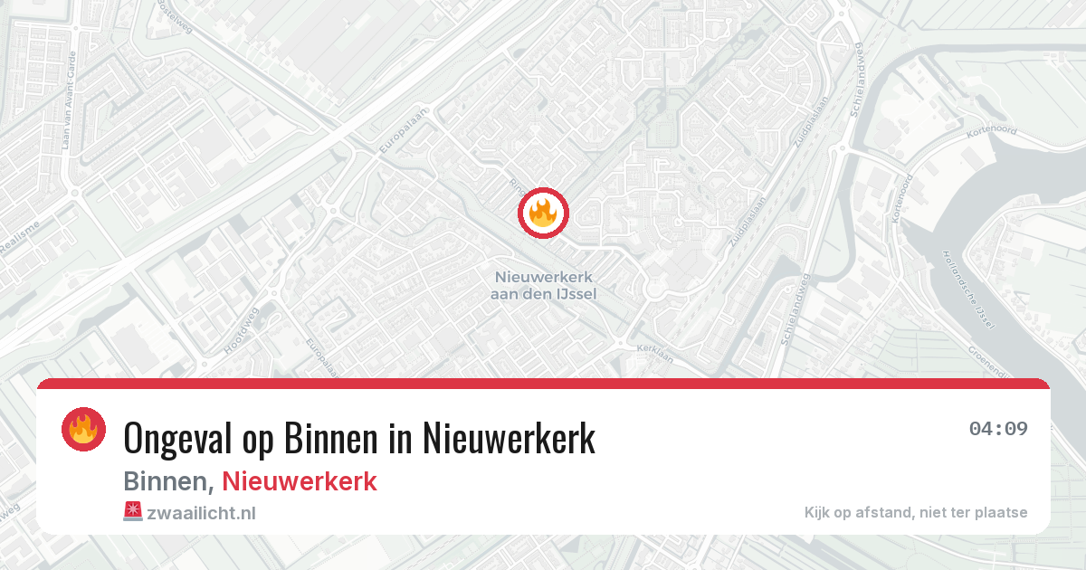 Ongeval op Binnen in Nieuwerkerk — 1 aug 2026