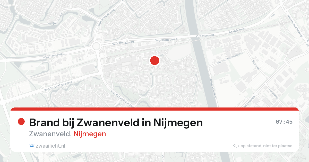 Brand bij Zwanenveld in Nijmegen — 17 aug 2026