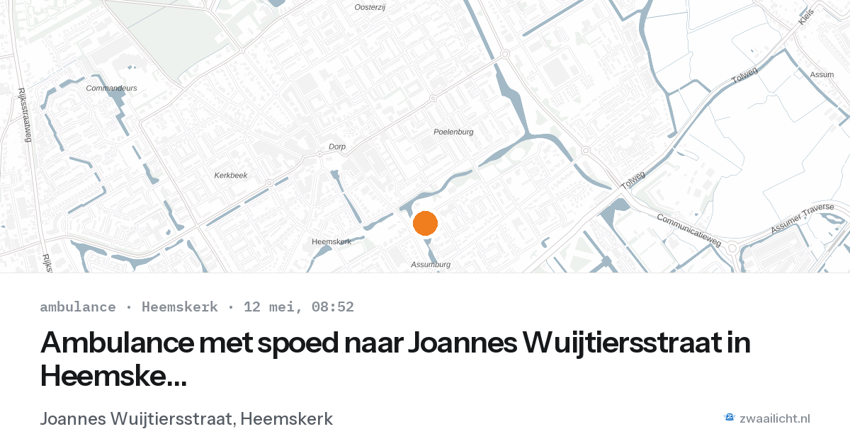 Ambulance met spoed naar Joannes Wuijtiersstraat in Heemskerk — 12 mei 2026