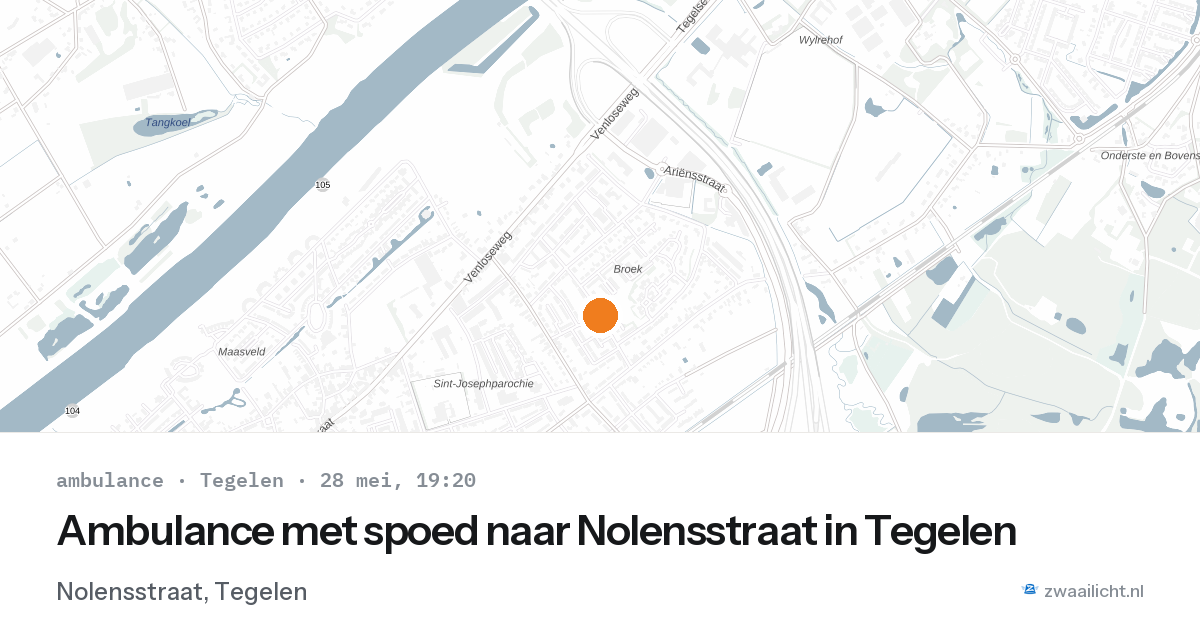 Ambulance met spoed naar Nolensstraat in Tegelen — 28 mei 2026
