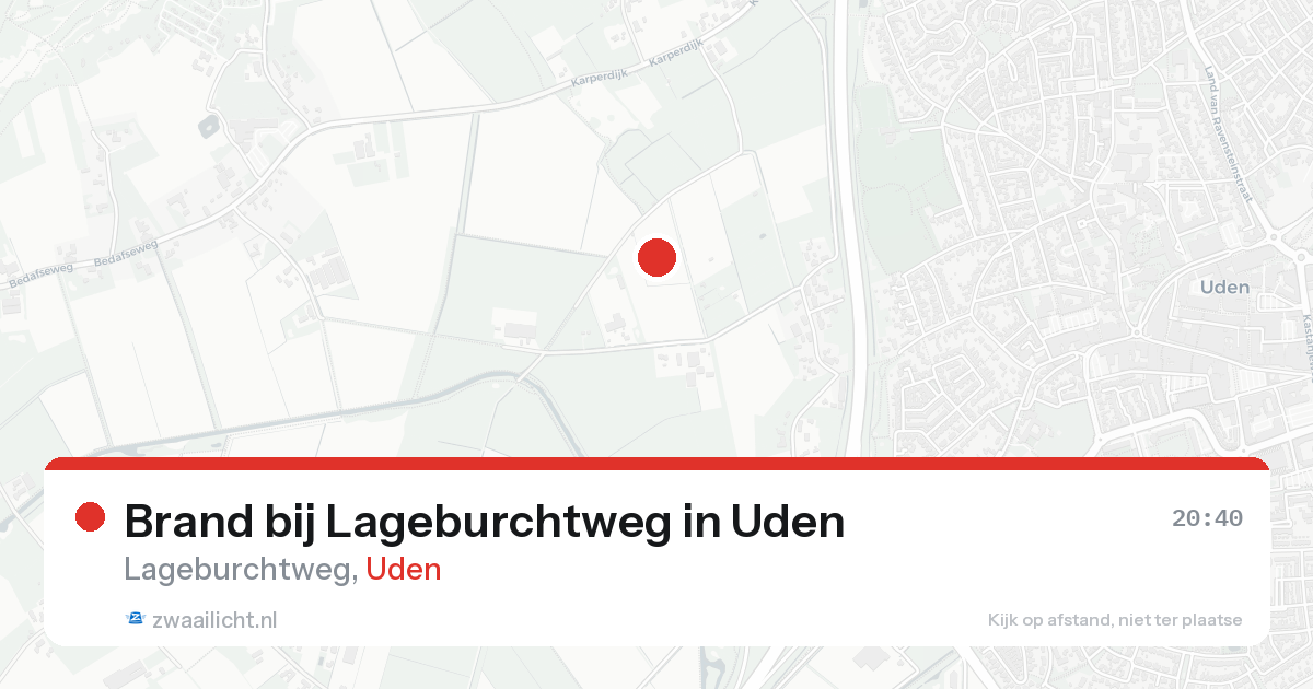 Brand bij Lageburchtweg in Uden — 23 aug 2026