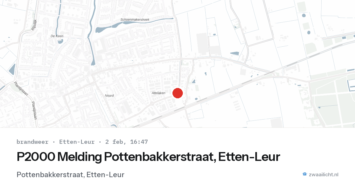 P2000 Melding Pottenbakkerstraat, Etten-Leur — 2 feb 2026