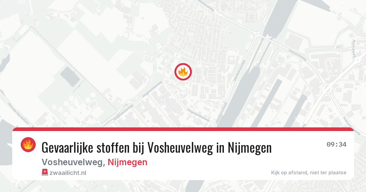 Gevaarlijke stoffen bij Vosheuvelweg in Nijmegen — 29 jul 2026