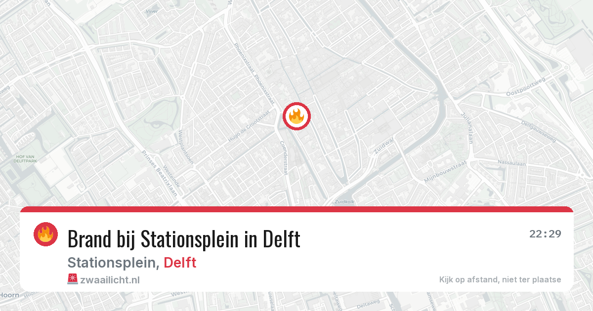 Brand bij Stationsplein in Delft — 19 mrt 2026