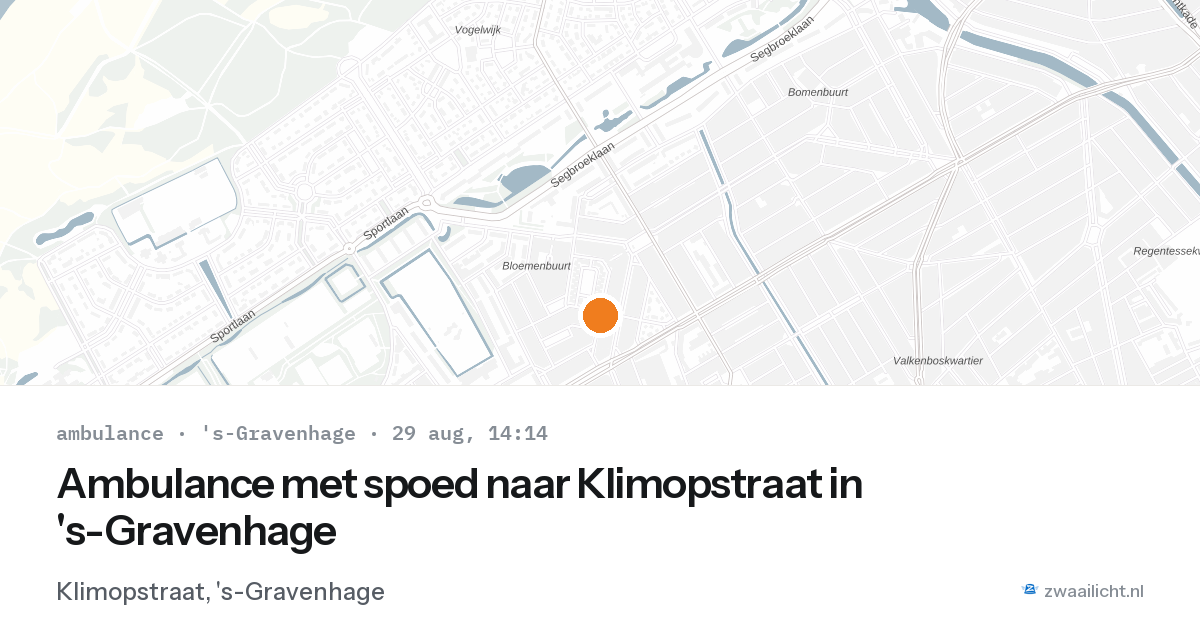 Ambulance met spoed naar Klimopstraat in 's-Gravenhage — 29 aug 2026