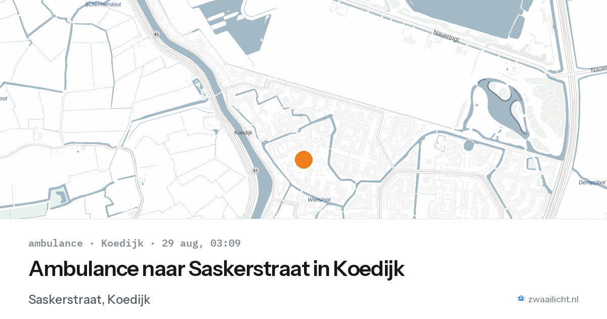 Ambulance naar Saskerstraat in Koedijk — 29 aug 2026