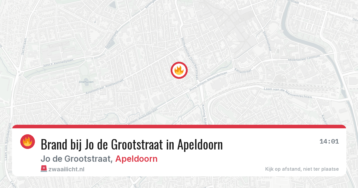 Brand bij Jo de Grootstraat in Apeldoorn — 6 aug 2026