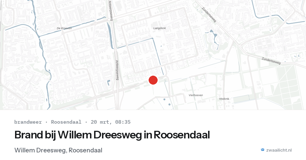 Brand bij Willem Dreesweg in Roosendaal — 20 mrt 2026