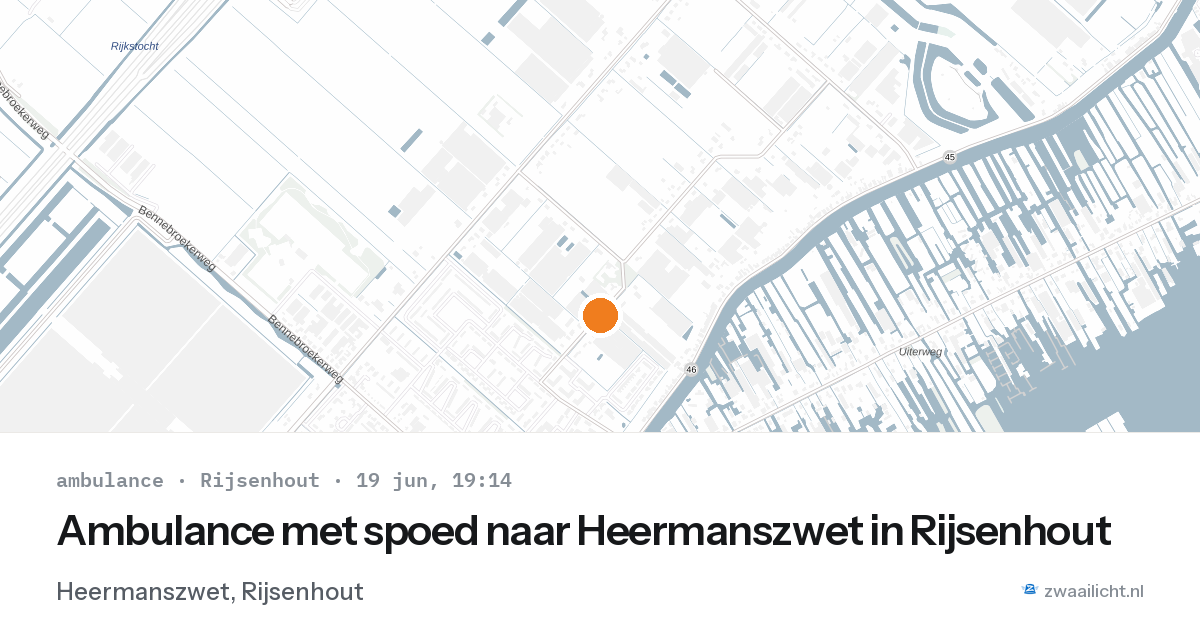 Ambulance met spoed naar Heermanszwet in Rijsenhout — 19 jun 2026