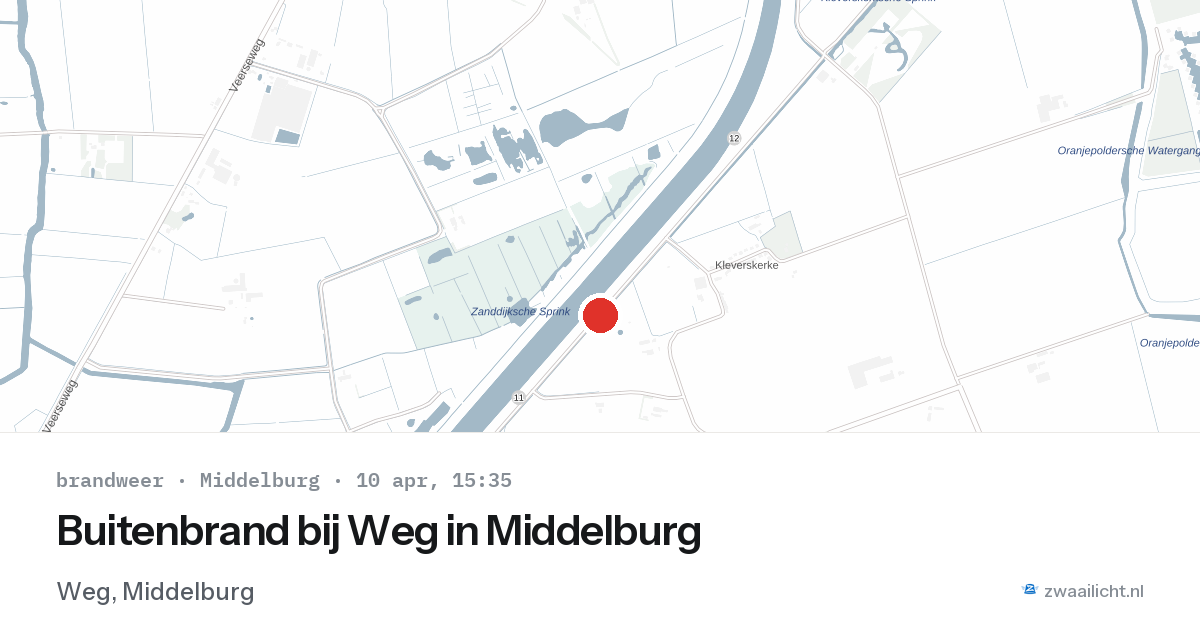 Buitenbrand bij Weg in Middelburg — 10 apr 2026