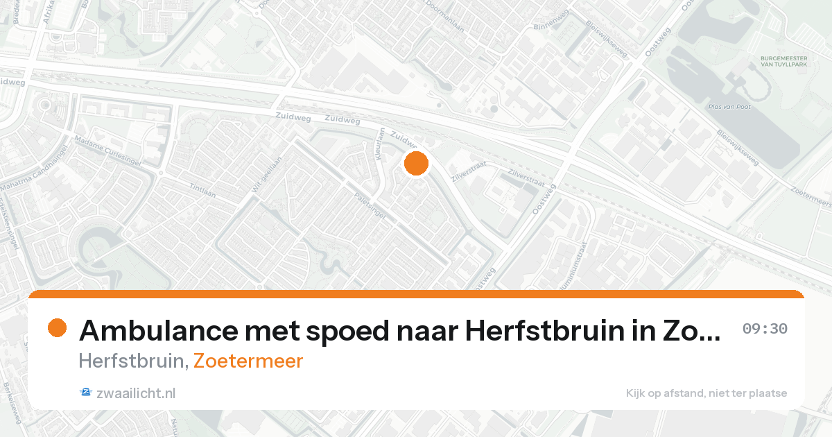 Ambulance met spoed naar Herfstbruin in Zoetermeer — 17 aug 2026