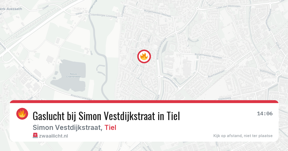 Gaslucht bij Simon Vestdijkstraat in Tiel — 19 apr 2026