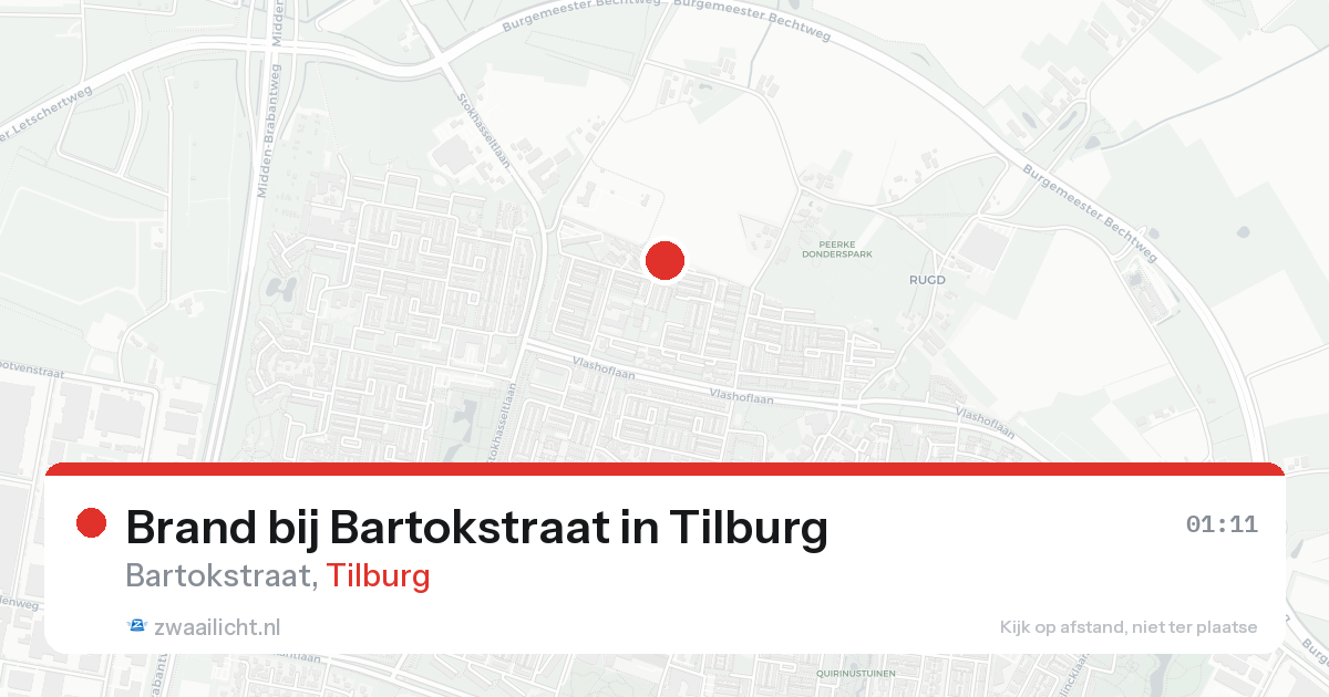 Brand bij Bartokstraat in Tilburg — 24 aug 2026