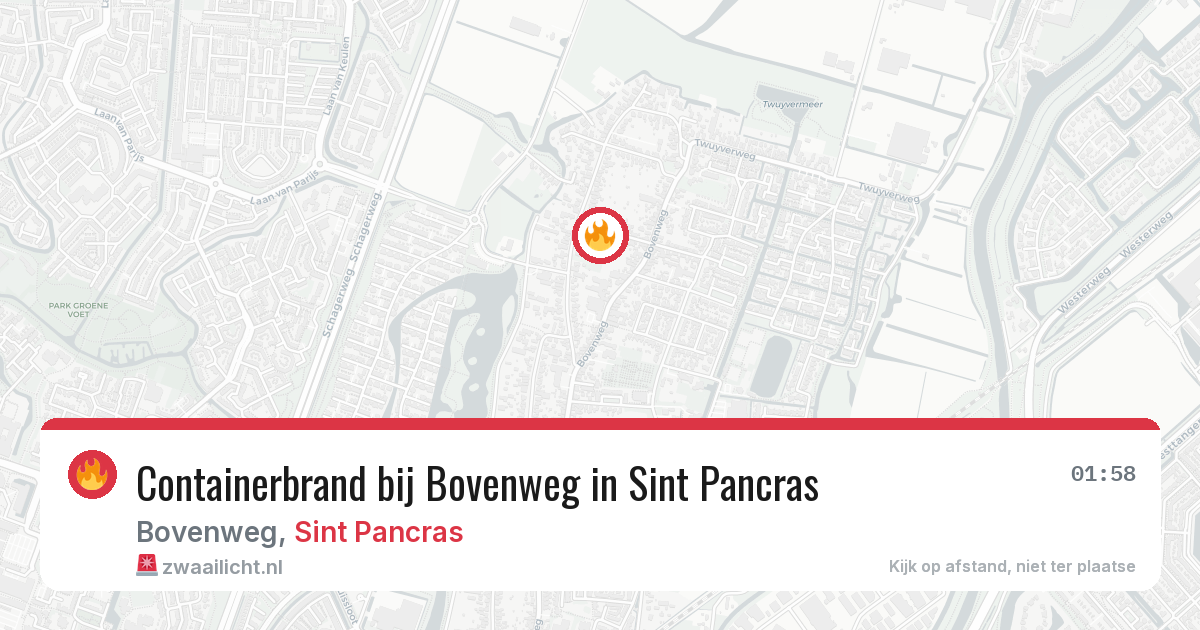 Containerbrand bij Bovenweg in Sint Pancras — 19 apr 2026