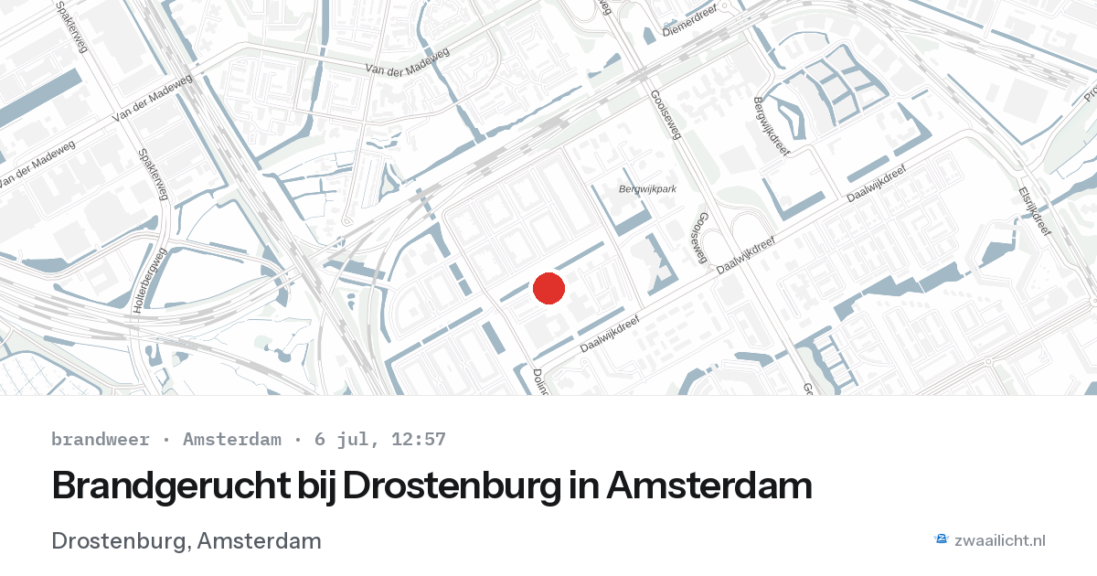 Brandgerucht bij Drostenburg in Amsterdam — 6 jul 2026