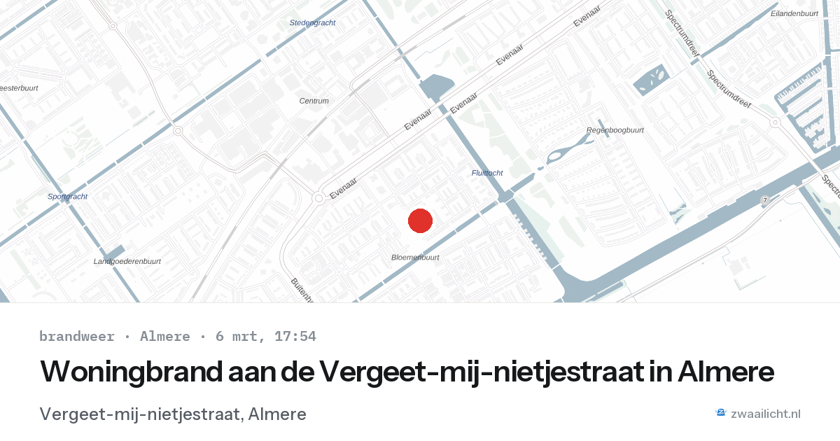 Woningbrand aan de Vergeet-mij-nietjestraat in Almere — 6 mrt 2026