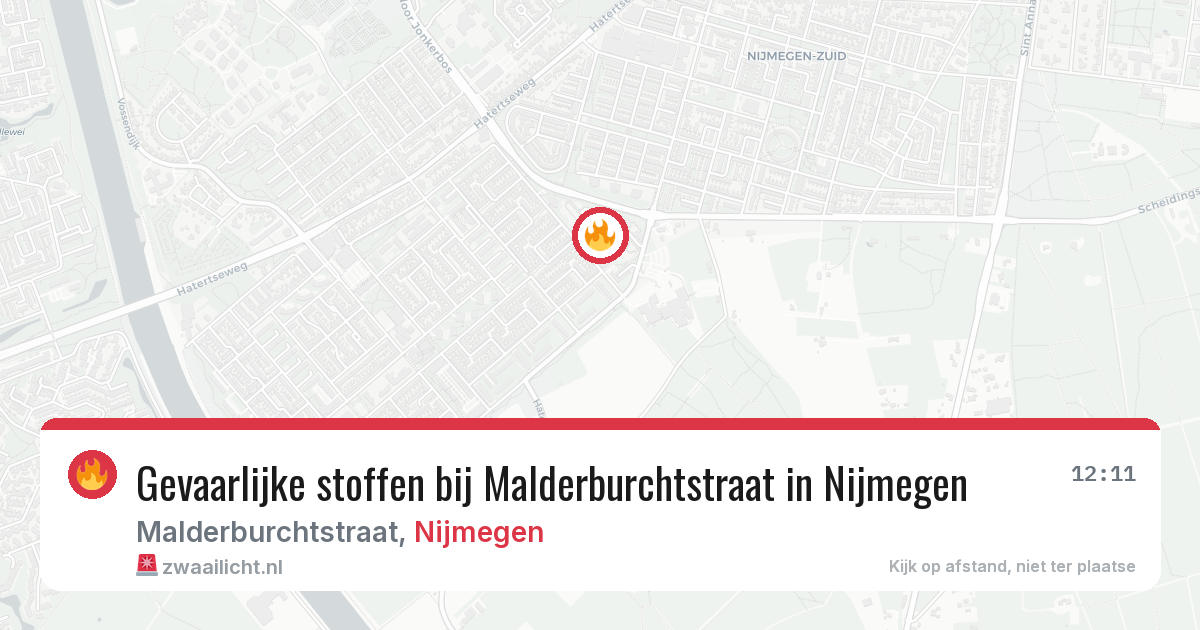 Gevaarlijke stoffen bij Malderburchtstraat in Nijmegen — 12 jul 2026