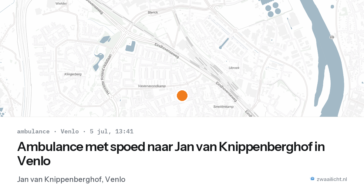 Ambulance met spoed naar Jan van Knippenberghof in Venlo — 5 jul 2026