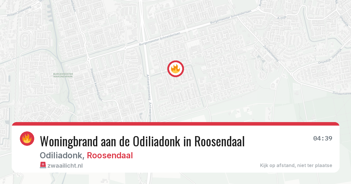 Woningbrand aan de Odiliadonk in Roosendaal — 25 jun 2026