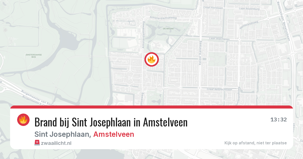 Brand bij Sint Josephlaan in Amstelveen — 7 aug 2026