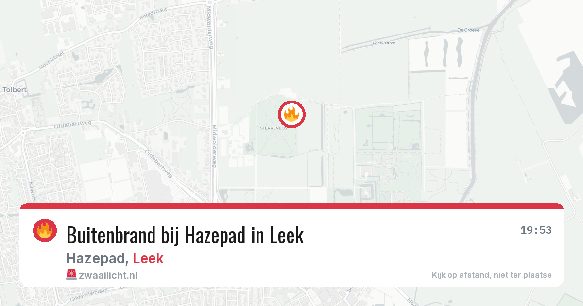 Buitenbrand bij Hazepad in Leek — 24 jun 2026