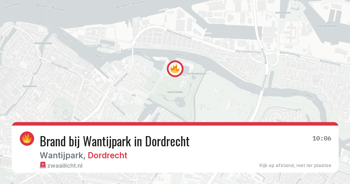 Brand bij Wantijpark in Dordrecht — 10 aug 2026