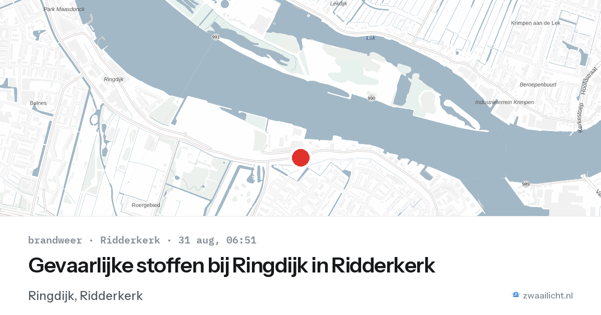 Gevaarlijke stoffen bij Ringdijk in Ridderkerk — 31 aug 2026