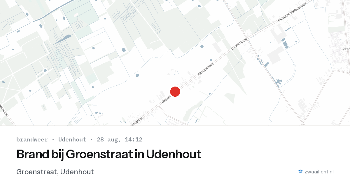 Brand bij Groenstraat in Udenhout — 28 aug 2026