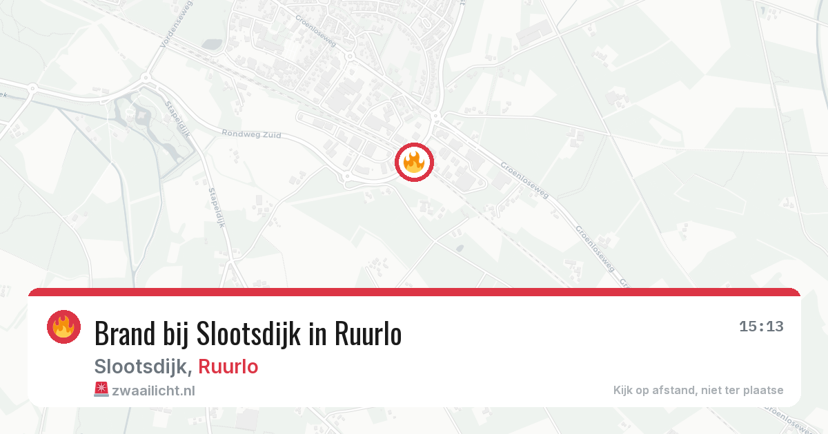 Brand bij Slootsdijk in Ruurlo — 4 aug 2026