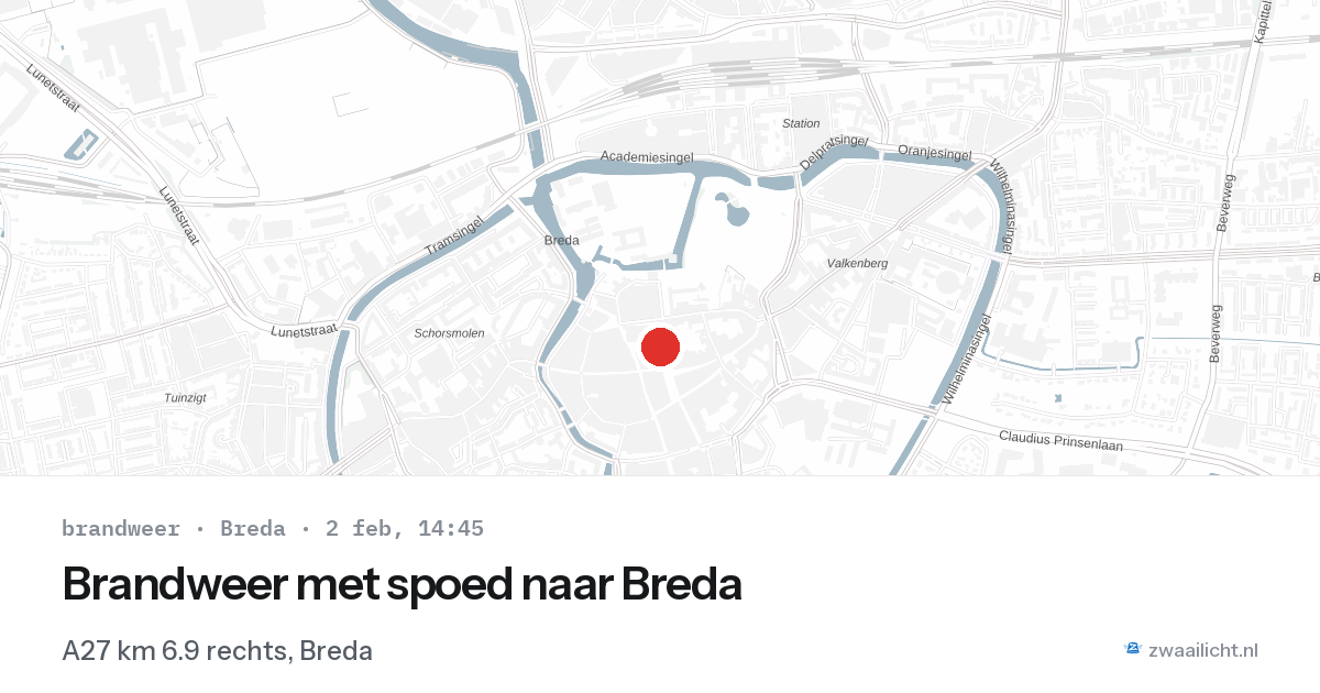 Brandweer met spoed naar Breda — 2 feb 2026 | 🚨 Zwaailicht.nl