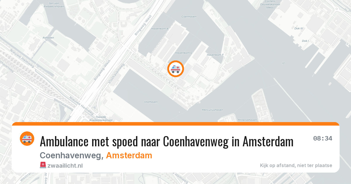Ambulance met spoed naar Coenhavenweg in Amsterdam — 15 mrt 2026