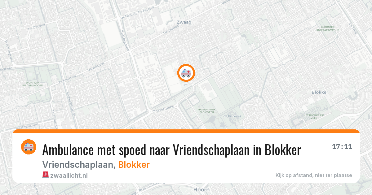 Ambulance met spoed naar Vriendschaplaan in Blokker — 2 aug 2026