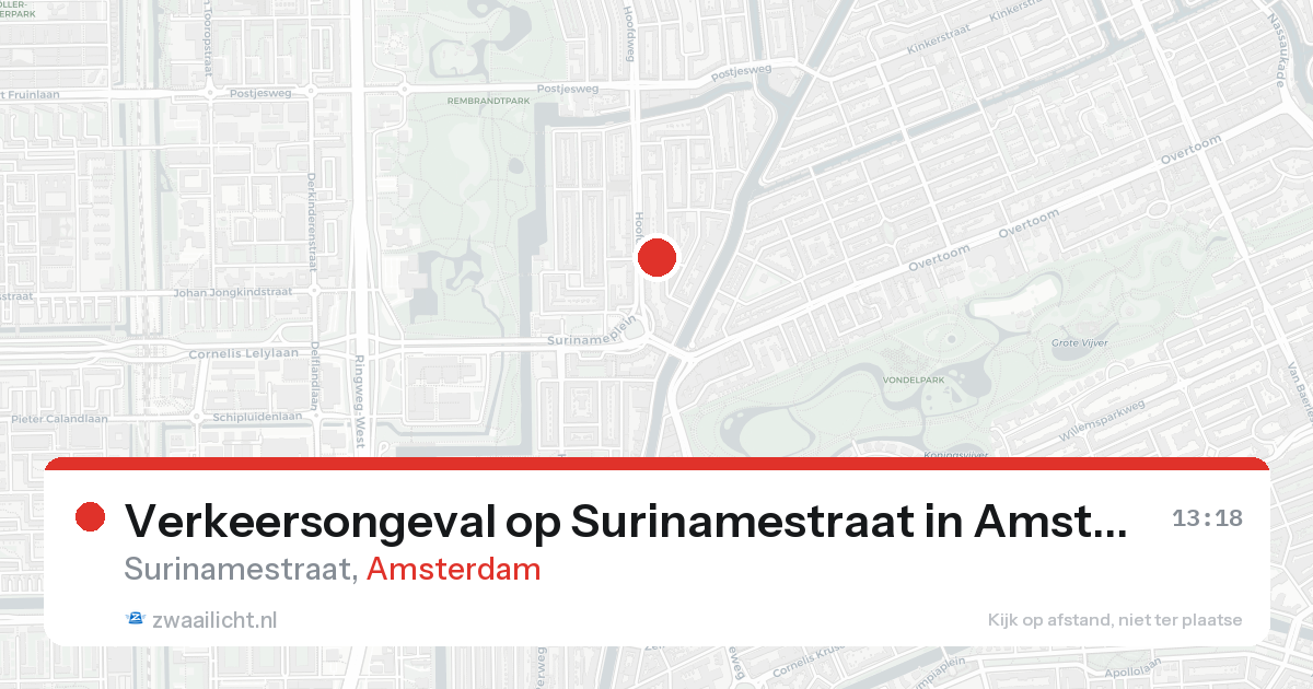 Verkeersongeval op Surinamestraat in Amsterdam — 21 aug 2026