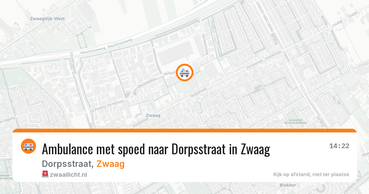 Ambulance met spoed naar Dorpsstraat in Zwaag — 2 aug 2026