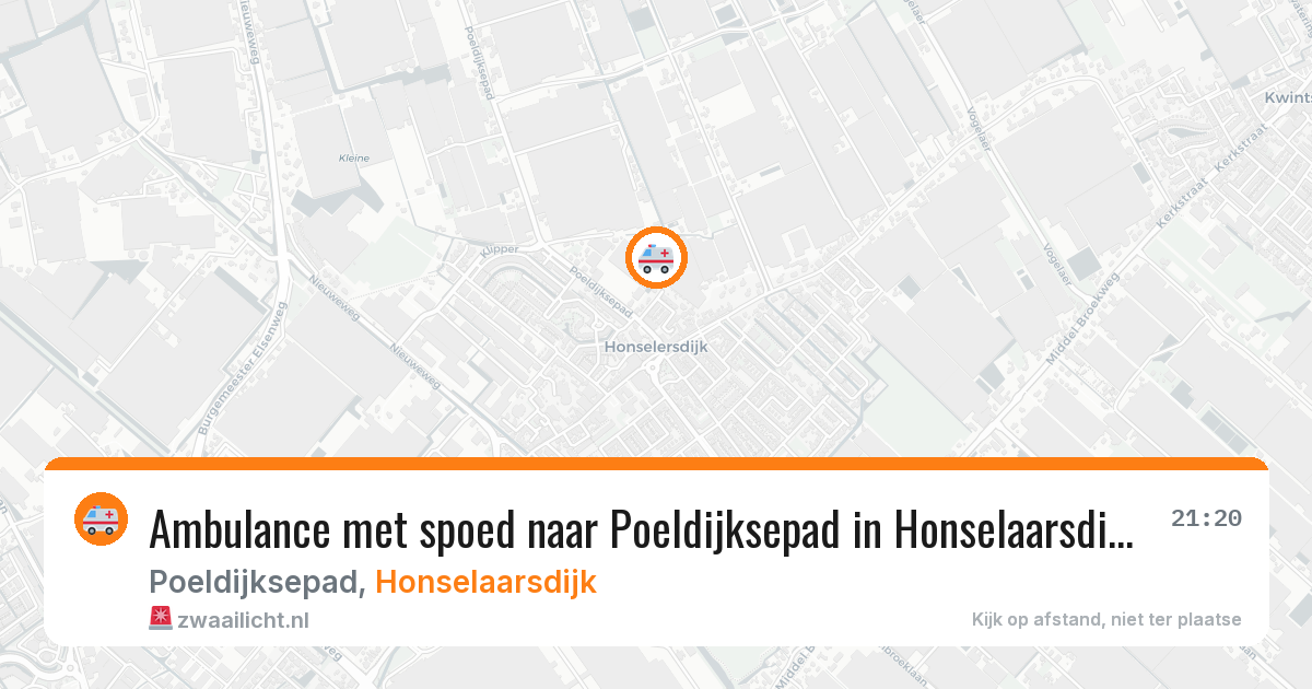 Ambulance met spoed naar Poeldijksepad in Honselaarsdijk — 27 mrt 2026