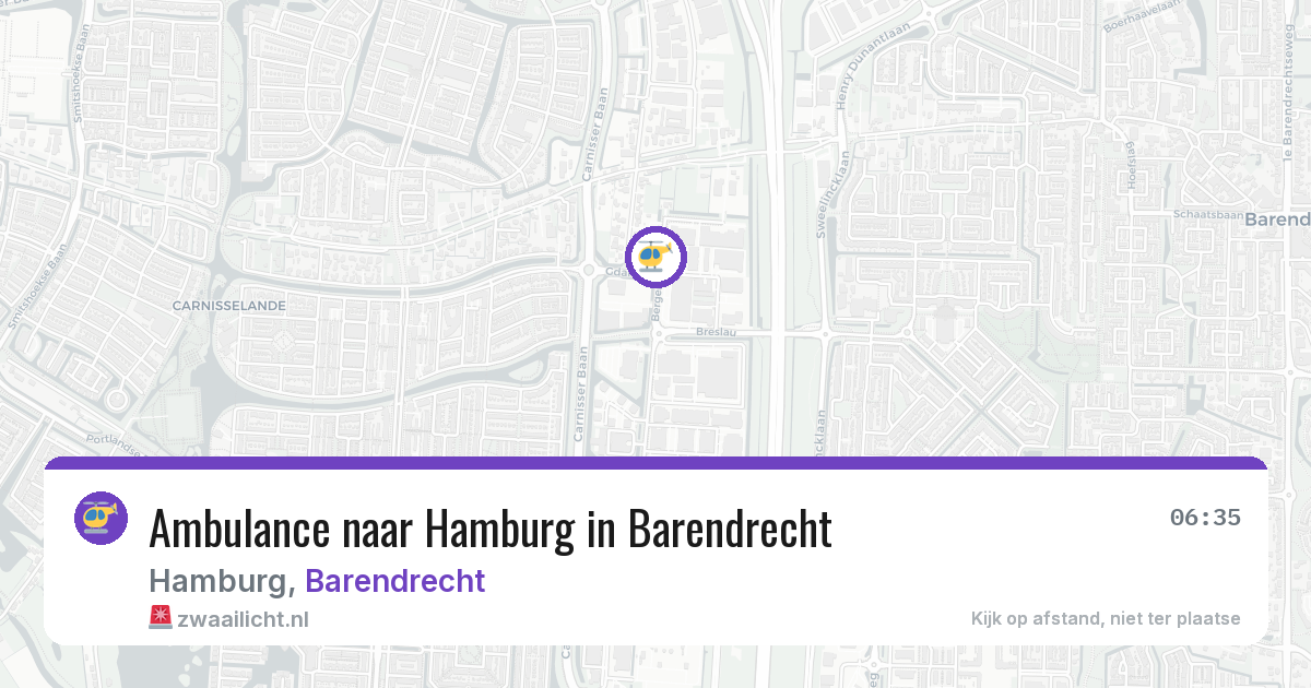 Ambulance naar Hamburg in Barendrecht — 29 jun 2026